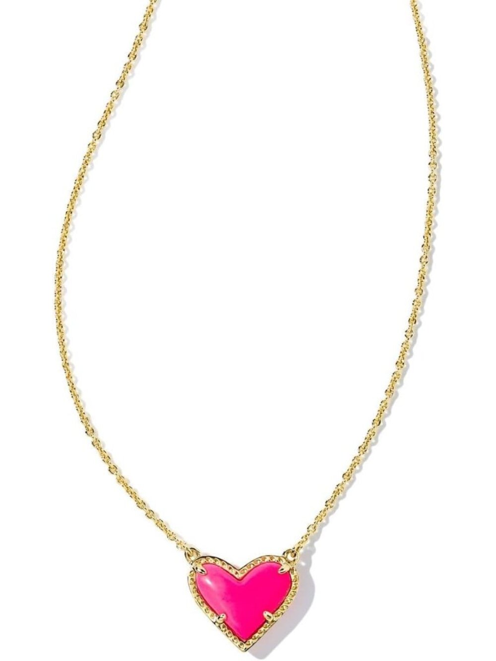 Women's Gold Pink Heart Adjustable Length Fashion Jewellery Pendant Necklace